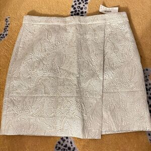 NWT J. CREW metallic brocade mini skirt, asymmetrical faux wrap, size 4